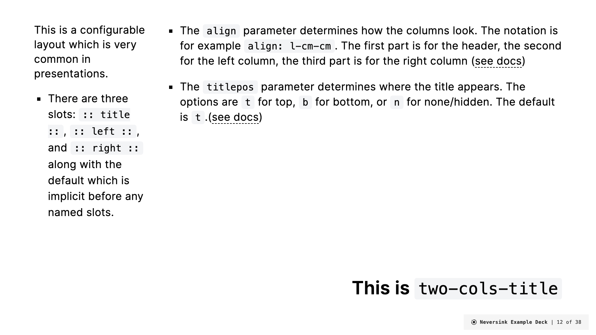 two-cols-header slide example