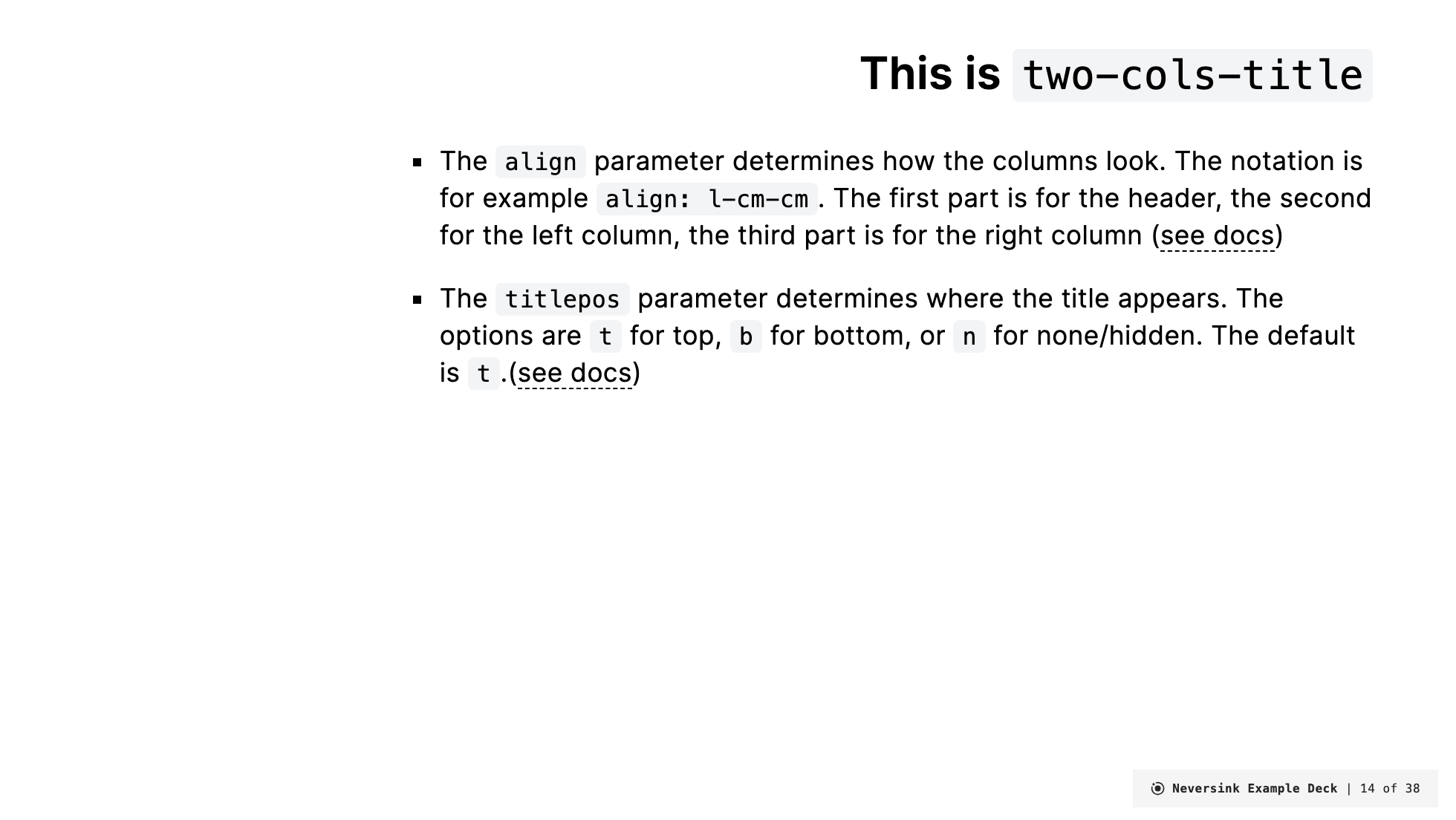 two-cols-header slide example