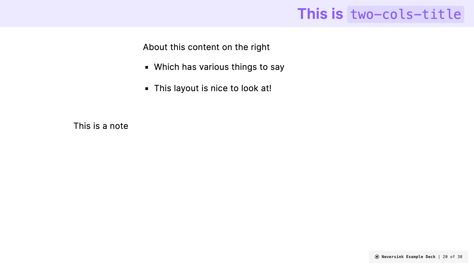 top-title-two-cols slide example