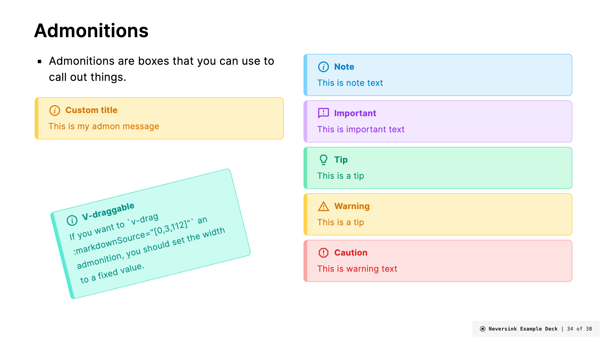 admonitions slide example