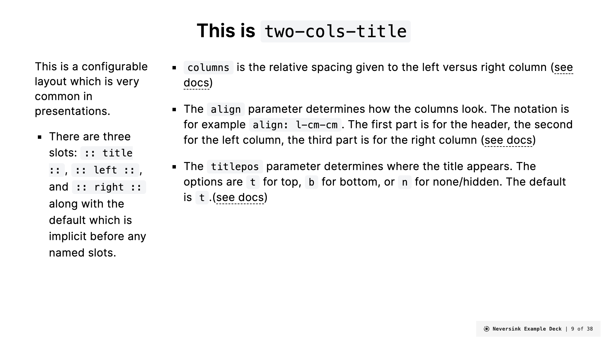 two-cols-header slide example